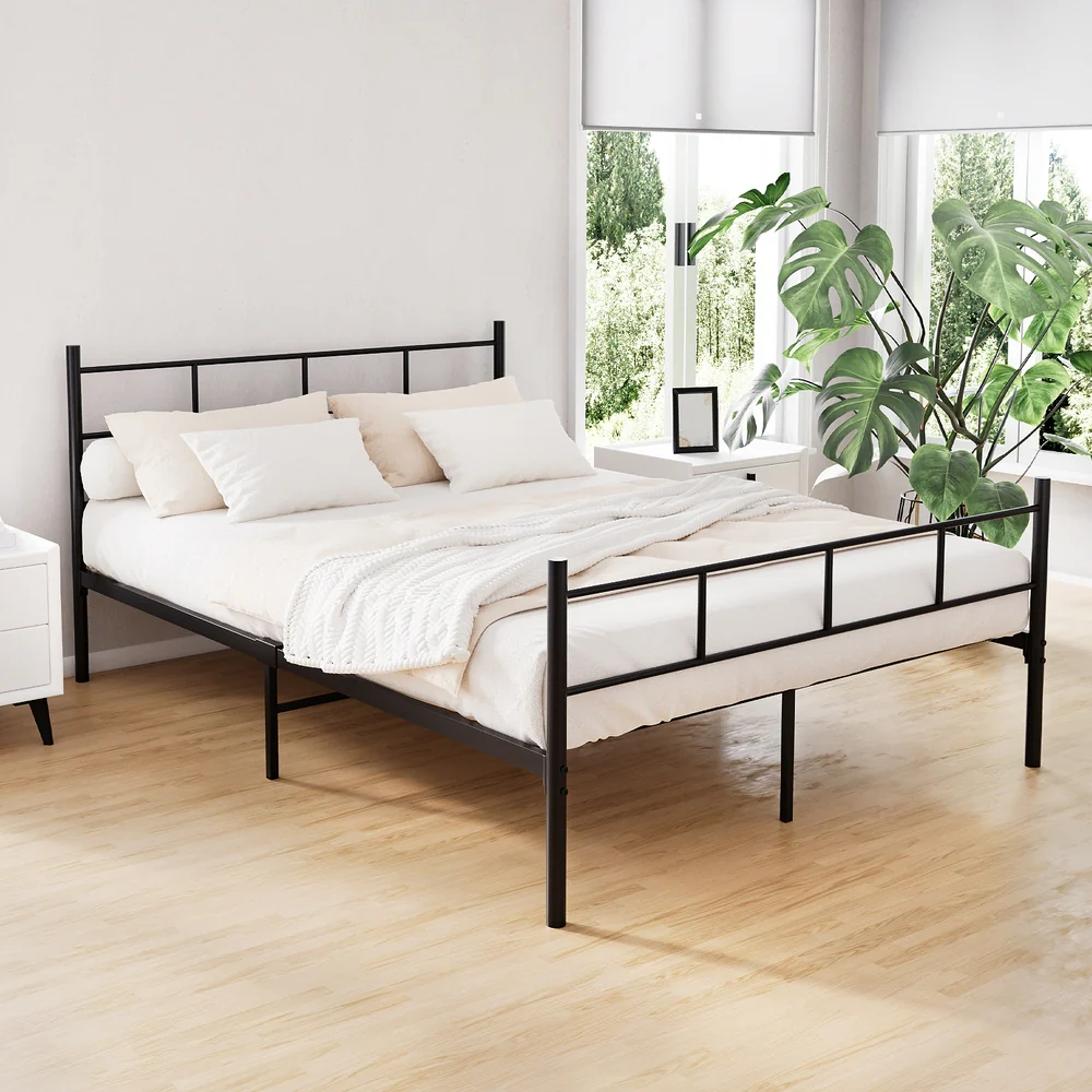 Luanda Metal Bed Frame Platform Foundation - Black Double - Nurns