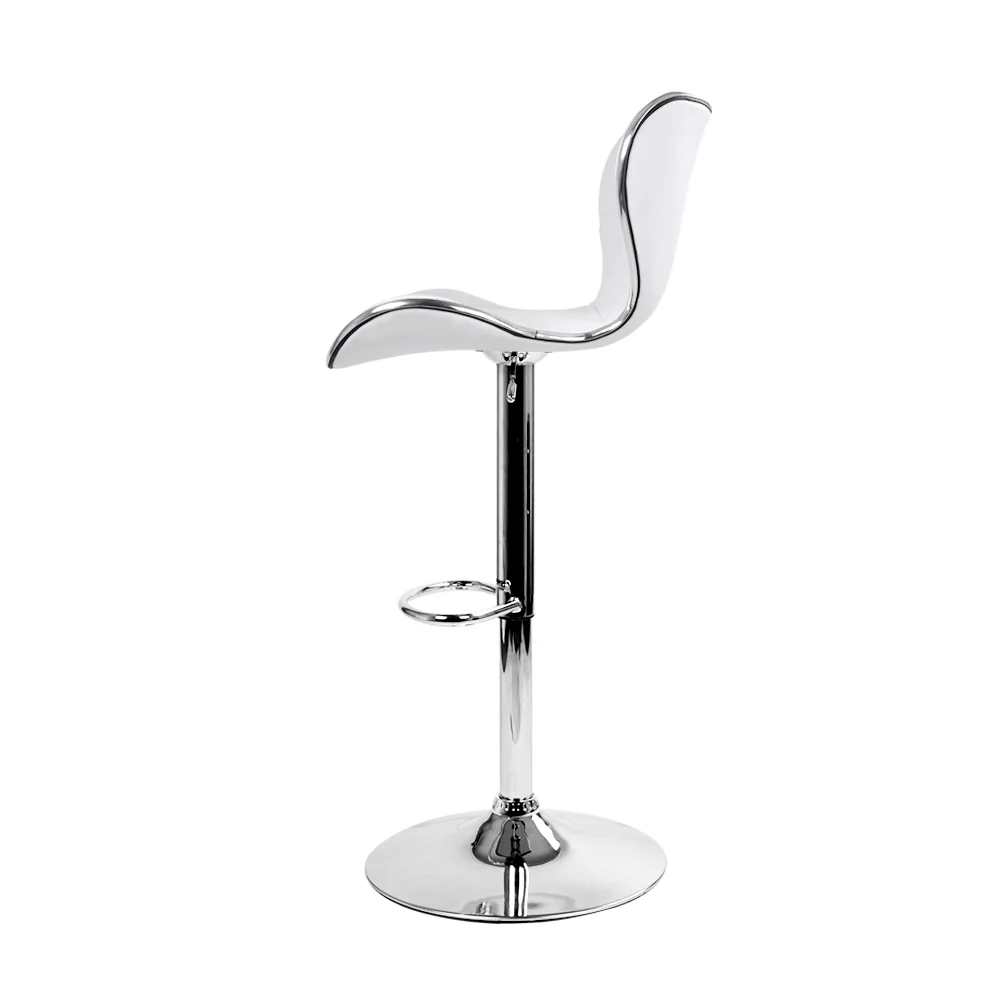 Set of 2 Liosia PU Leather Patterned Bar Stools - White & Chrome - Nurns
