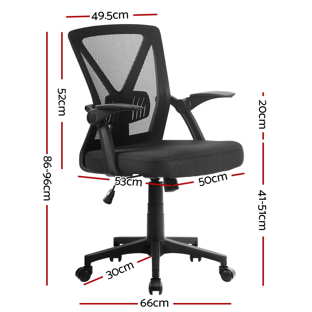 Artiss Mesh Office Chair Mid Back Black - Nurns
