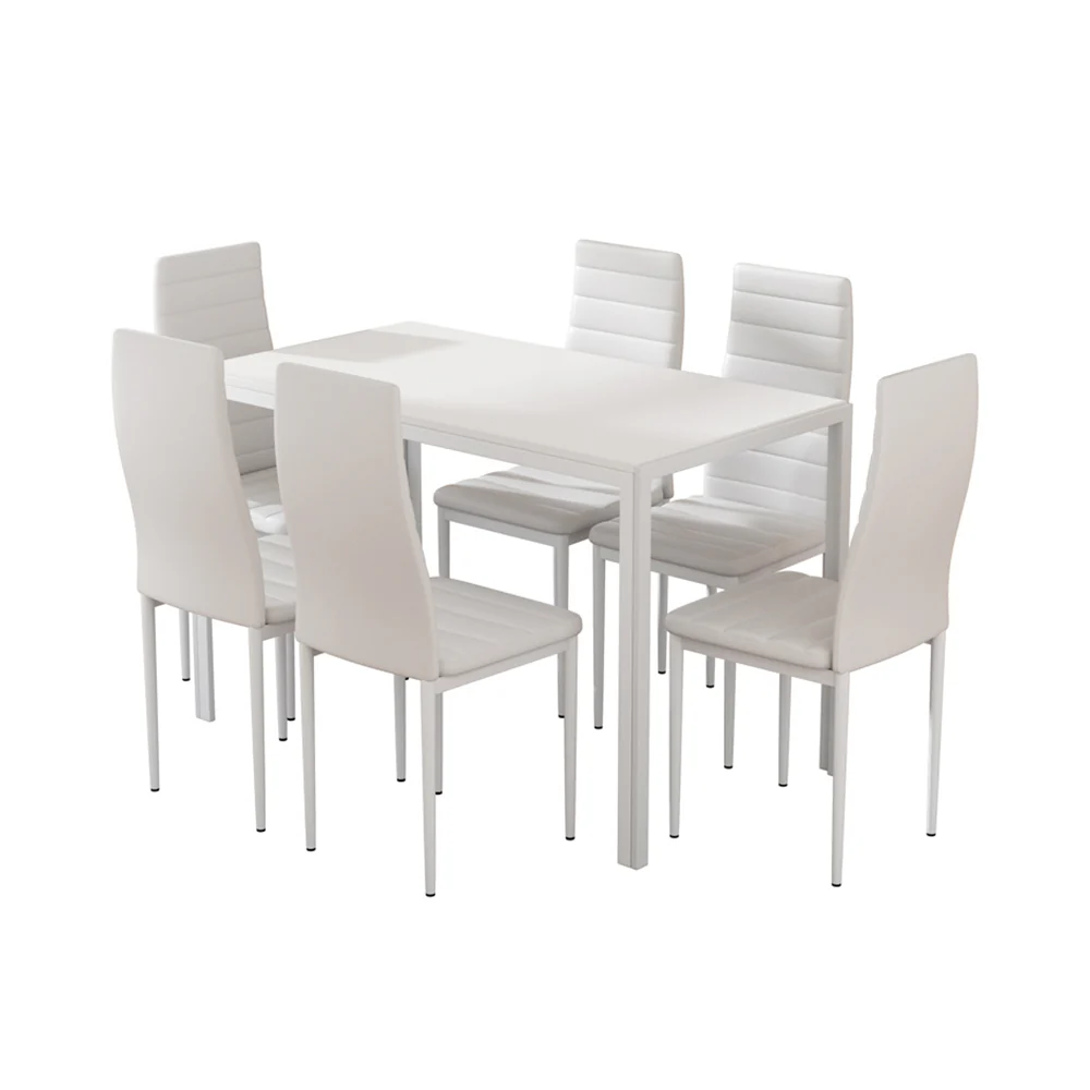 7-Piece Dante White Dining Table & Chair Set - Nurns