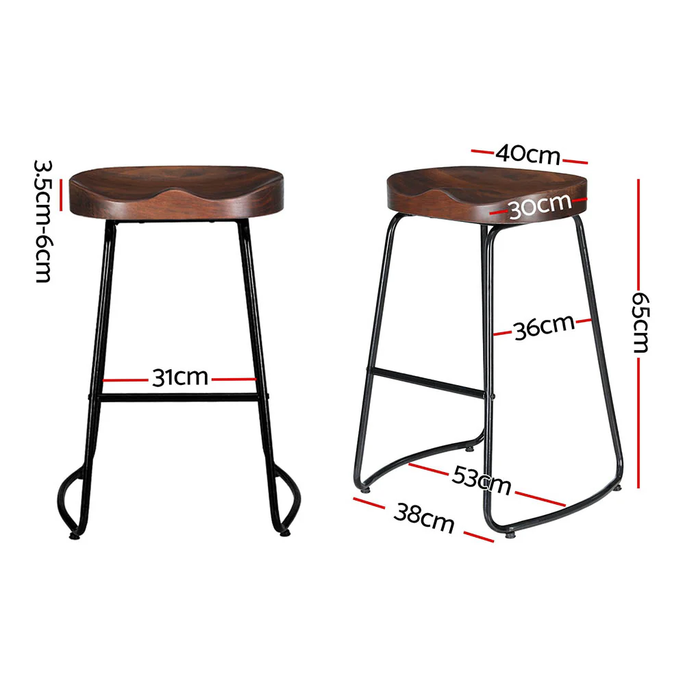 Set of 2 Reggio Tractor Seat Bar Stools - Black - Nurns