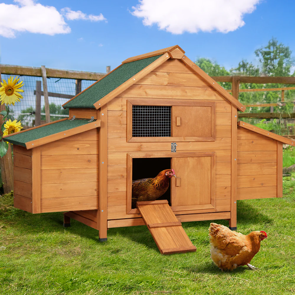 Chicken Coop Large Rabbit Hutch House Run Cage Wooden Outdoor Pet Hutch - Nurns