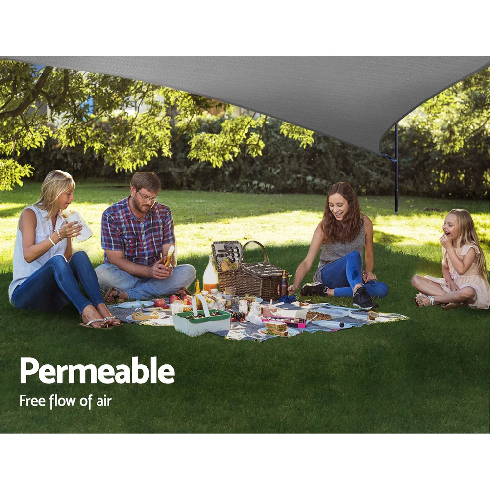 Instahut Shade Sail 3x3x4.3m Triangle 280GSM 98% Grey Shade Cloth - Nurns