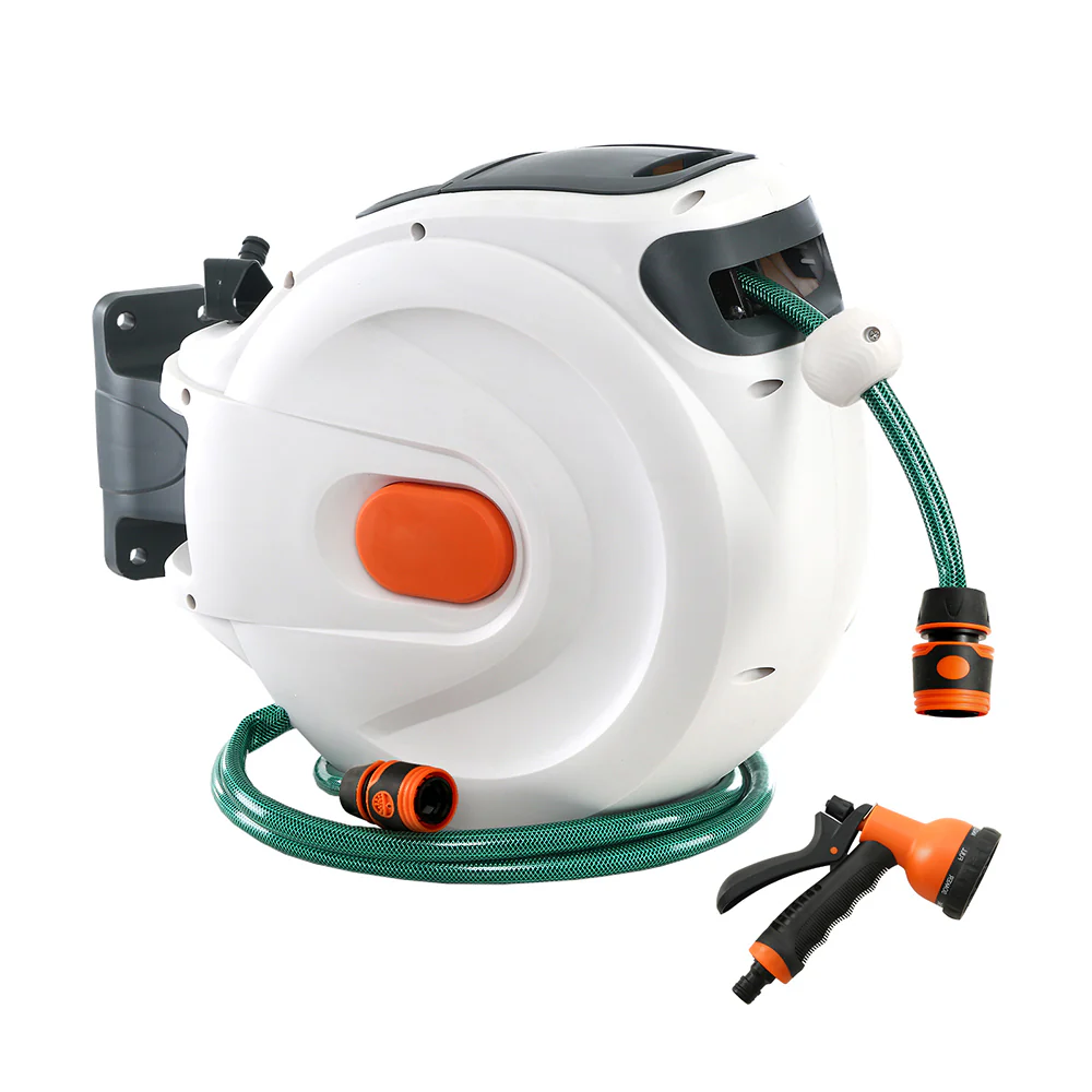 Water Hose Reel 20M Retractable Garden Spray Gun Auto Rewind - Nurns