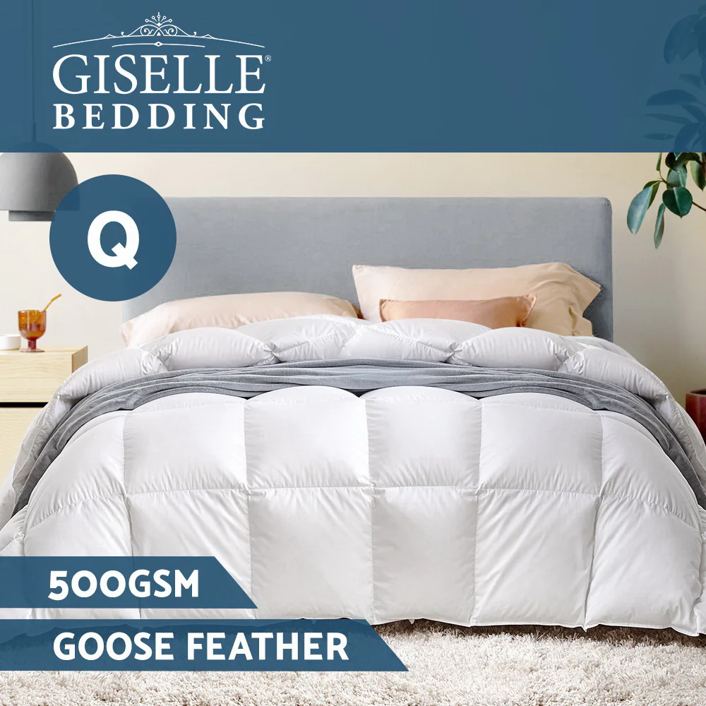 Queen Giselle Bedding 500GSM Goose Down Feather Quilt - Nurns