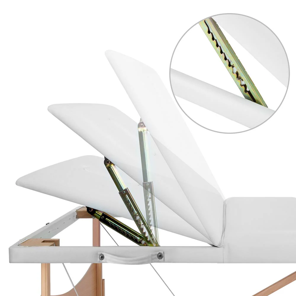 Massage Table 70cm 3 Fold Wooden Portable Beauty Therapy Bed Waxing White - Nurns