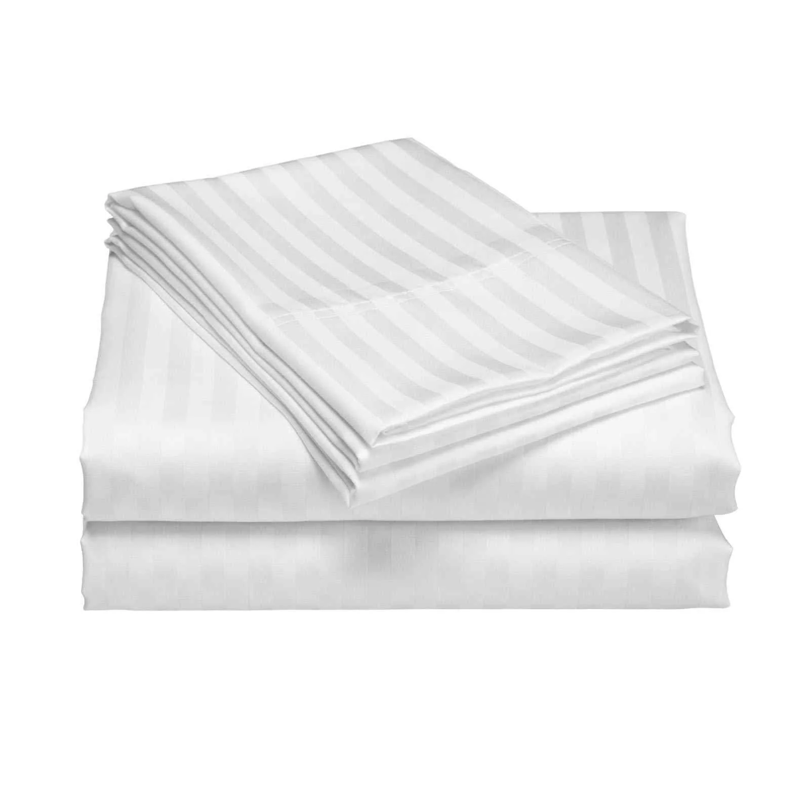 QUEEN 1200 Thread Count Stripe Cotton Blend Quilt Cover Sets - White - Nurns