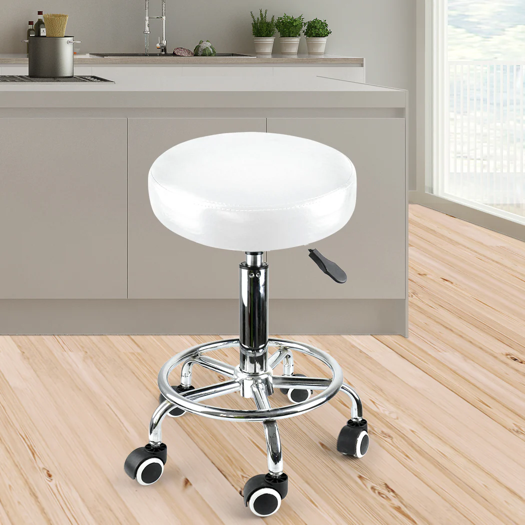 Bar Stools Swivel Salon Hairdressing Stool Barber Chairs Equipment Beauty White - Nurns
