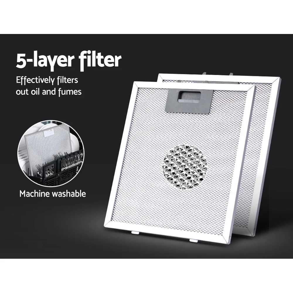 Devanti 900mm Range Hood 90cm Rangehood Glass Canopy - Nurns