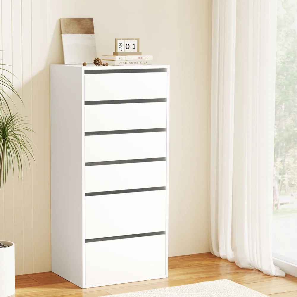 Artiss 6 Chest of Drawers Dresser Tallboy - White - Nurns