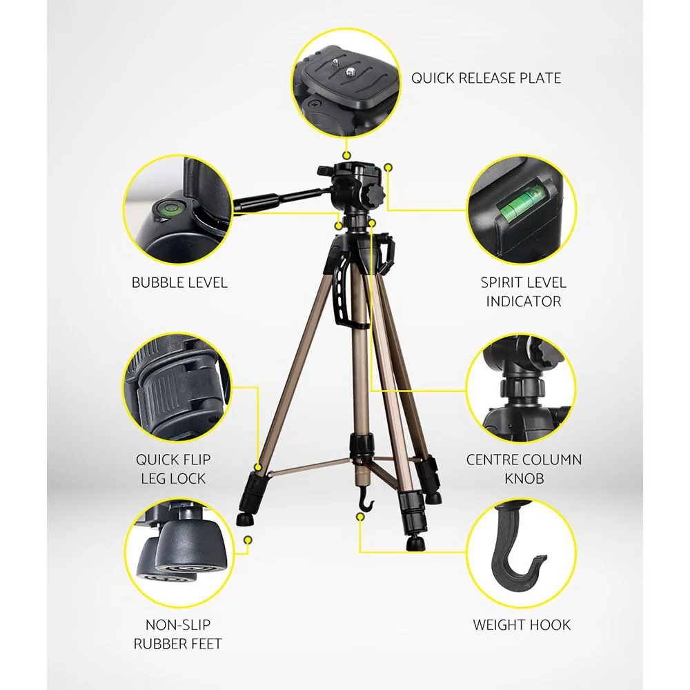 Professional Camera Tripod Monopod Stand DSLR Pan Head Mount Flexible - Nurns