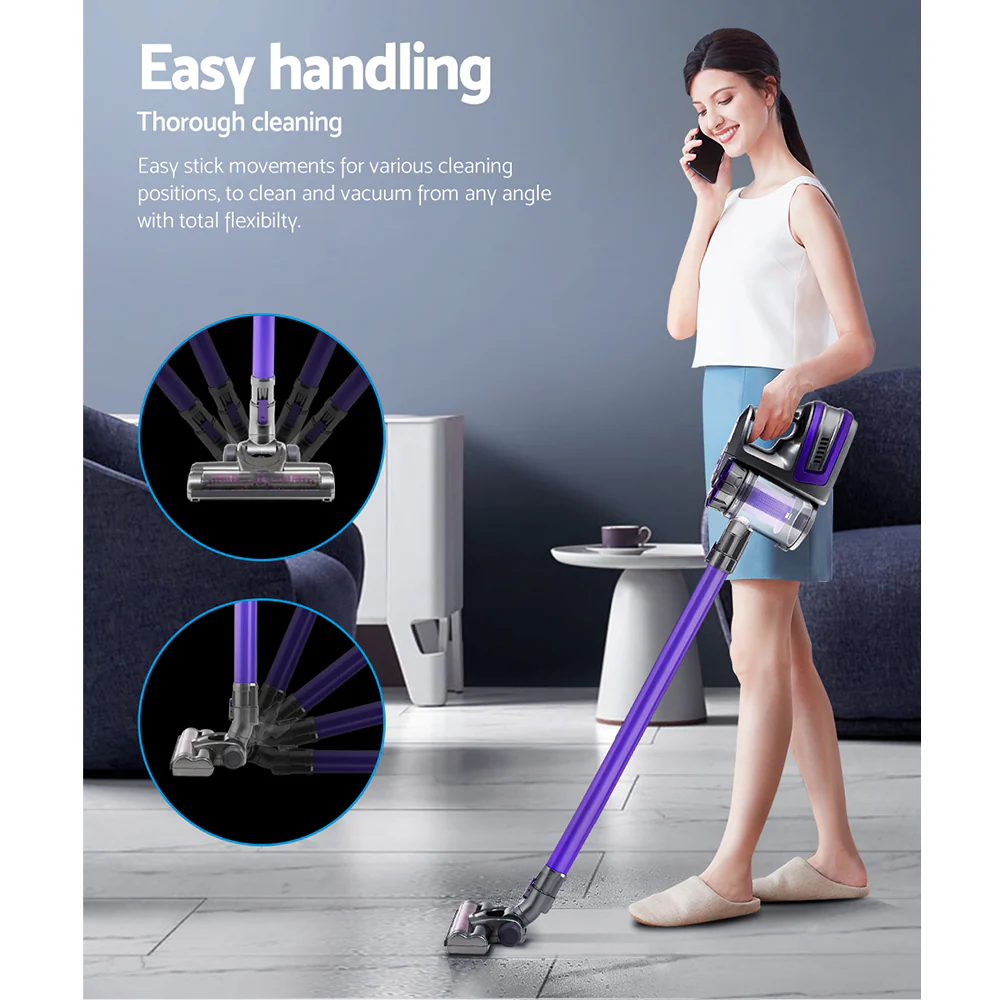 Devanti Stick Vacuum Cleaner Bagless Cordless 150W Purple - Nurns