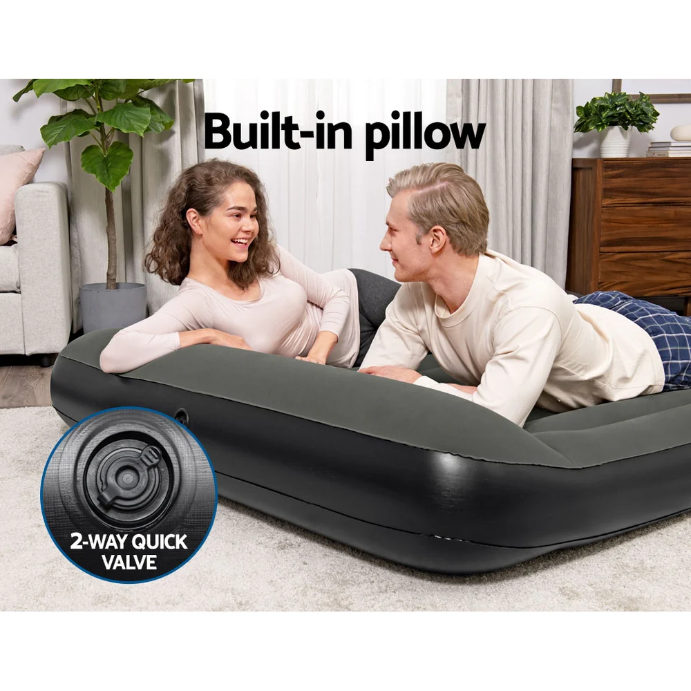 Factory Buys Air Mattress Inflatable Bed 30cm Airbed - Grey Queen - Nurns