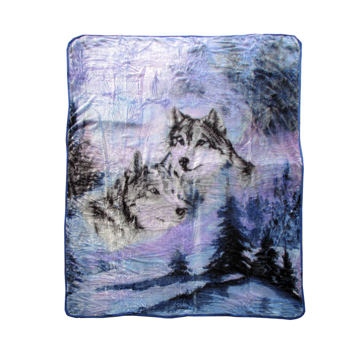 Walden Throw Soft Blanket 375GSM 1 Ply 3D Print Faux Mink Blanket Queen 200x240cm - Winter Wolf - Nurns