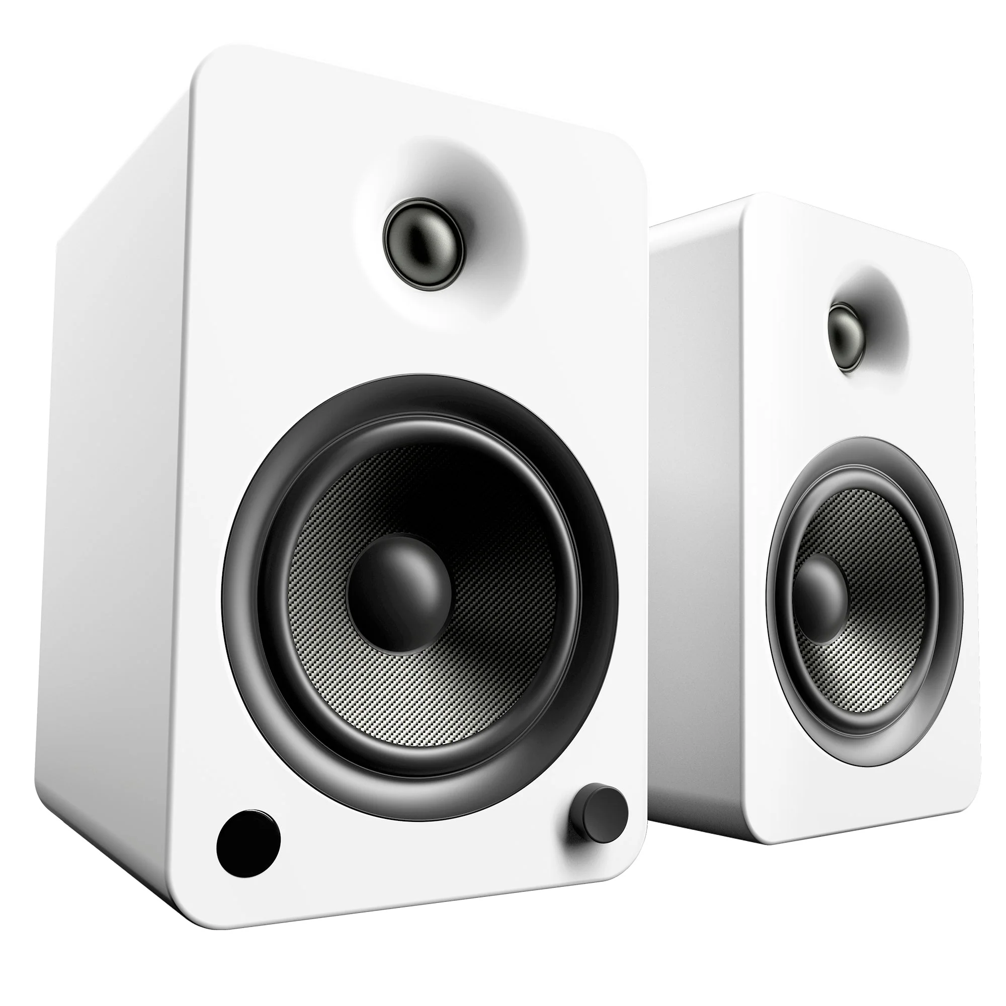 YU6 200W Powered Bookshelf Speakers with Bluetooth and Phono Preamp - Matte White - Nurns