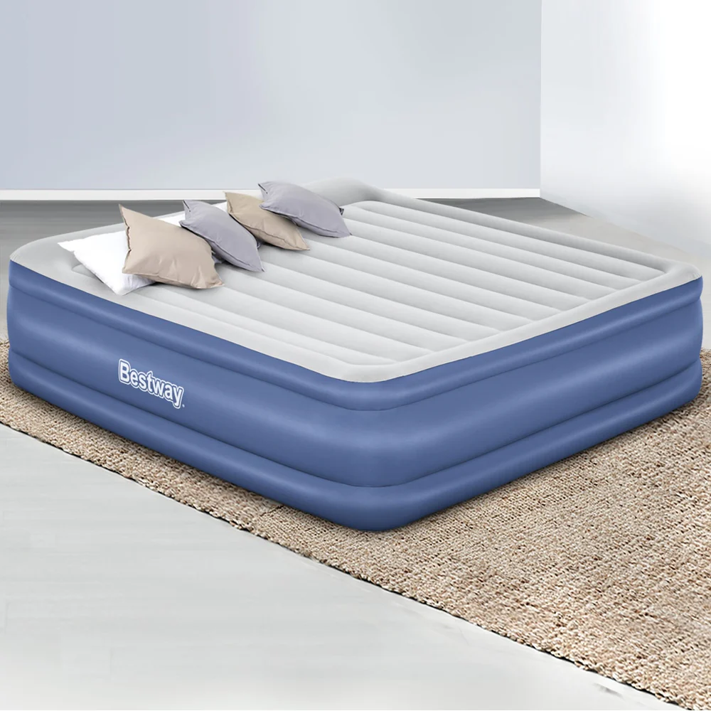 Factory Buys 56cm Air Mattress Inflatable Bed Airbed - Blue King - Nurns