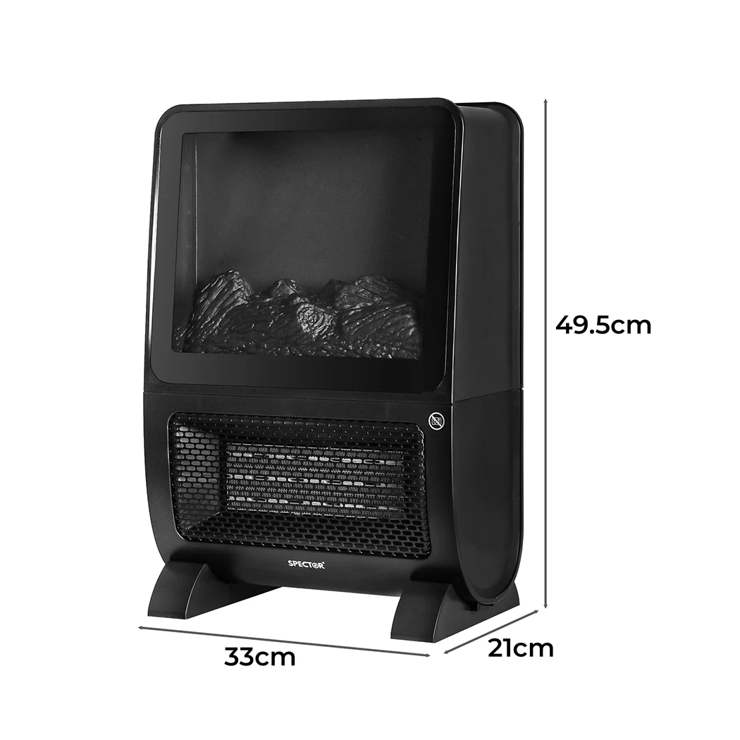 Electric Heater Fireplace Portable 3D Flame Remote Overheat Home 2000W - Nurns
