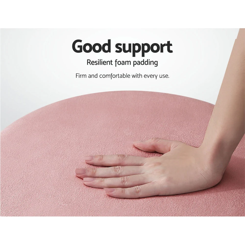 Round Velvet Foot Stool Ottoman Foot Rest Pouffe Padded Seat Pouf Pink - Nurns