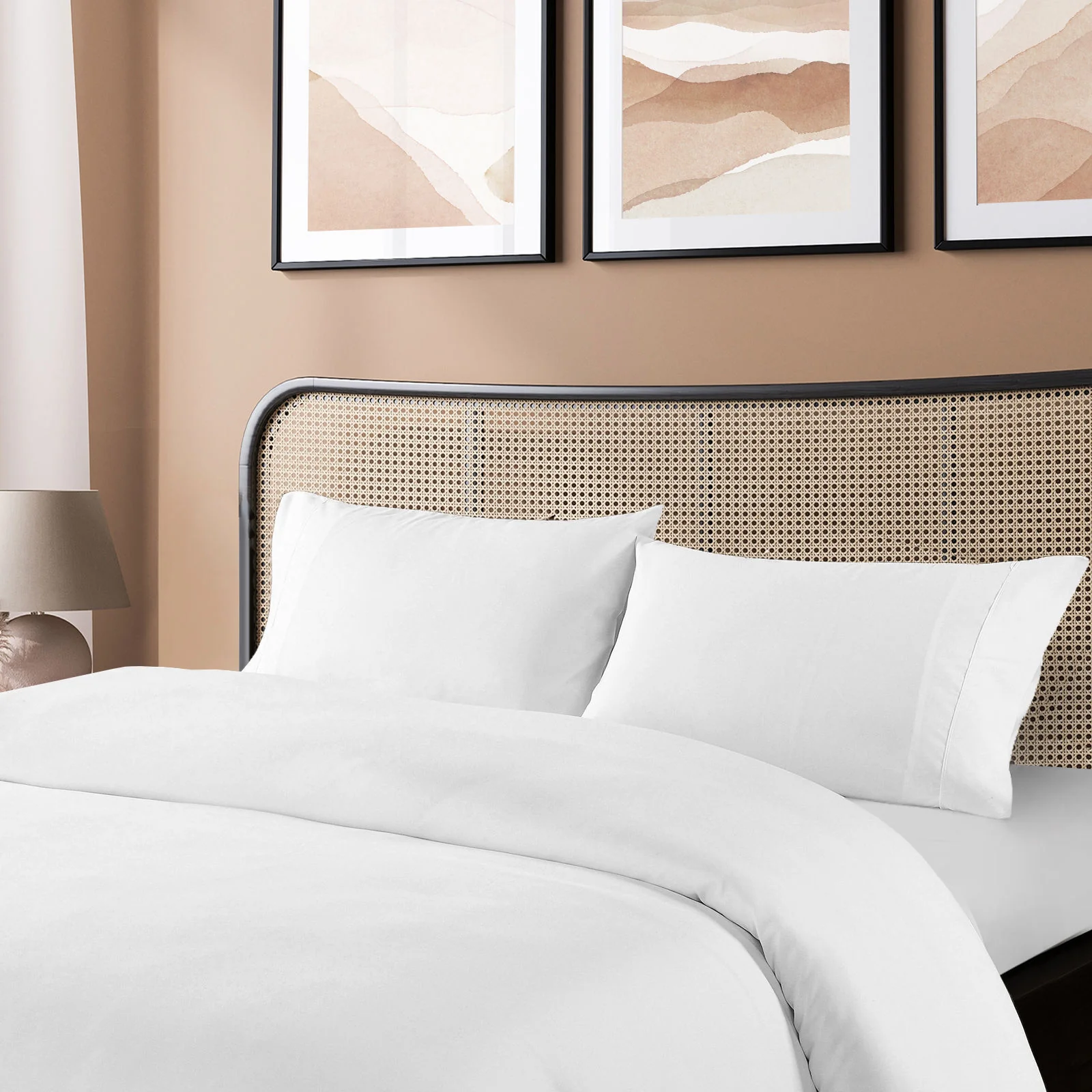 QUEEN Blended Bamboo Quilt Cover Set - White - Nurns