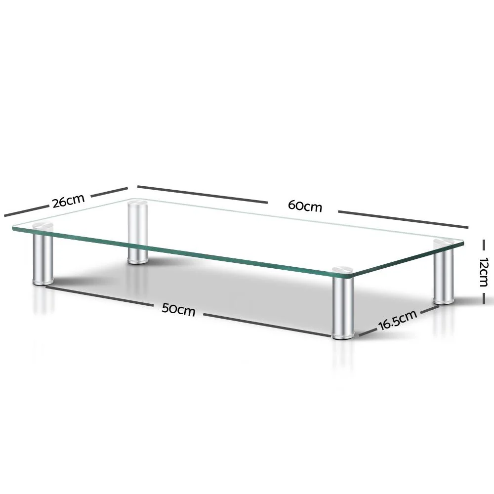 Artiss Monitor Stand Riser with Height Adjustable Computer Laptop Printer Screen Glass Display Shelf - Nurns