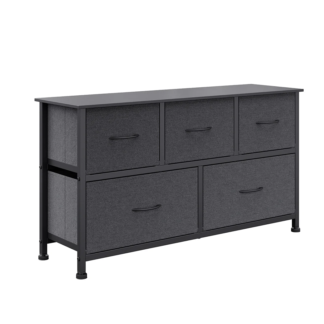 Levede Chest of 5 Drawers Storage Cabinet Dark Grey - Nurns