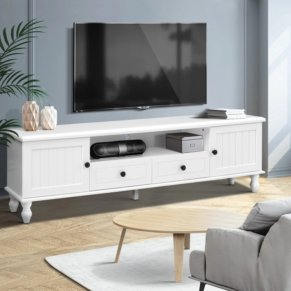 Rune 160cm TV Cabinet Entertainment Unit Stand French Provincial Storage - White - Nurns