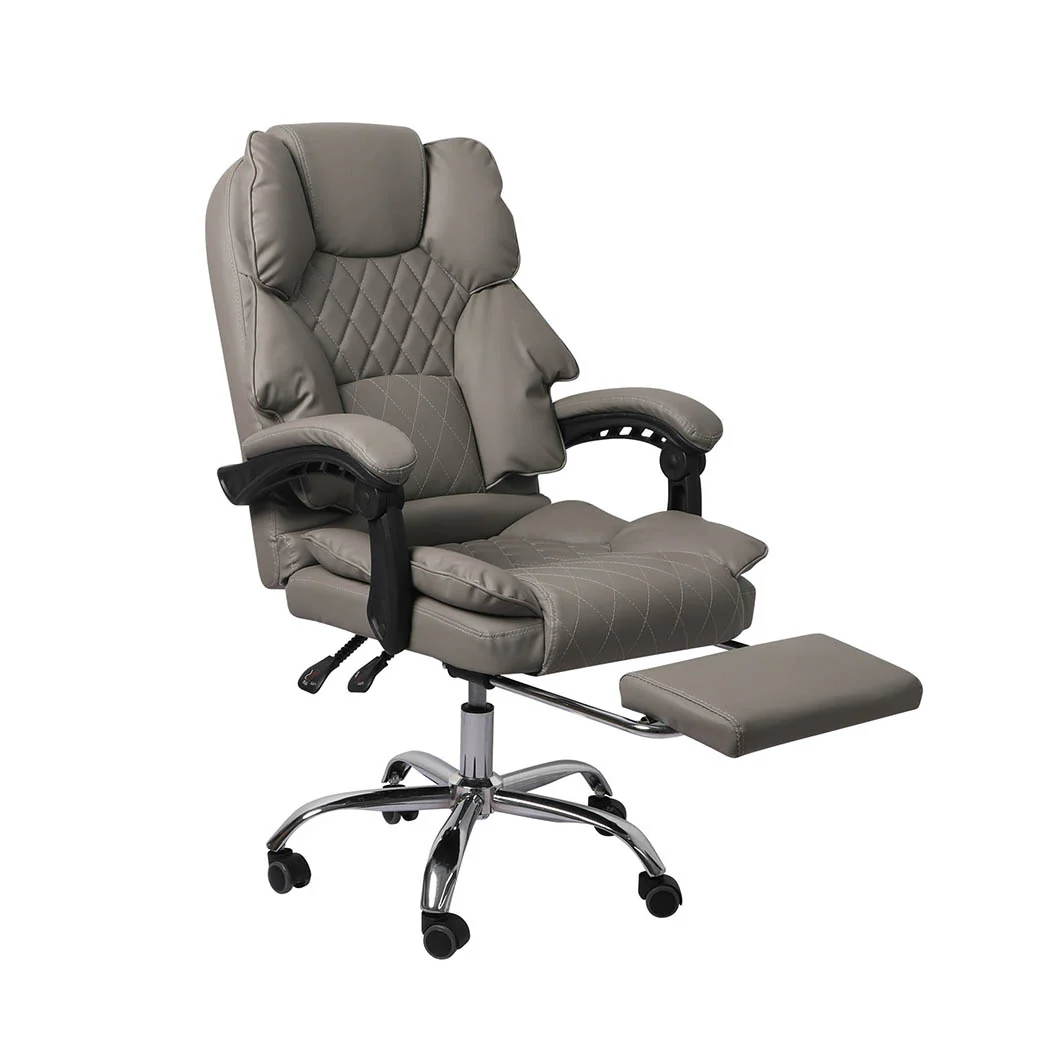Levede Gaming Chair Office Computer Grey Footrest - Nurns