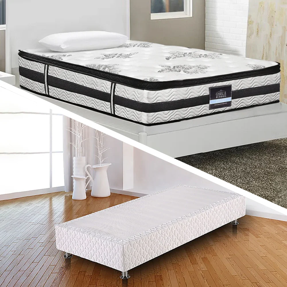 Encour Ensemble Bed Base & Mattress Package with 34cm Mattress - White Single - Nurns