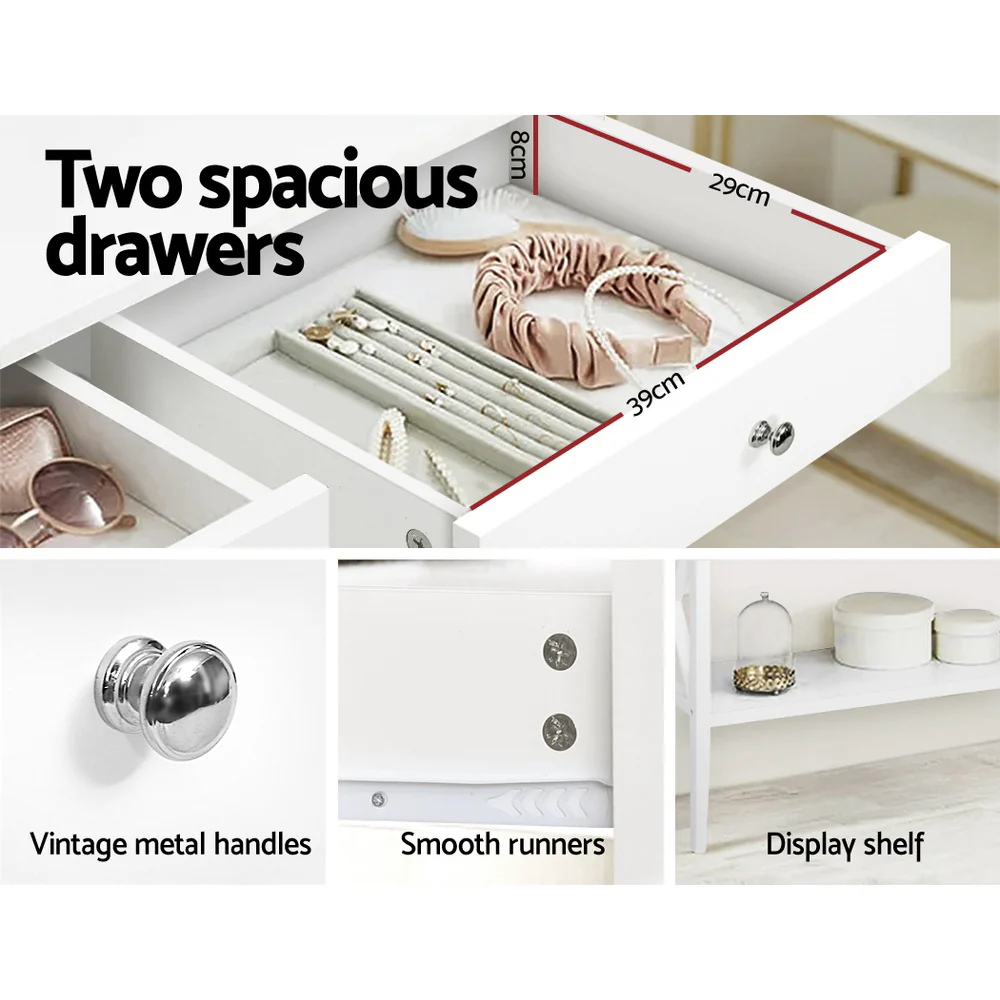 Console Table Hall Side Entry 2 Drawers Display White Desk Furniture - Nurns