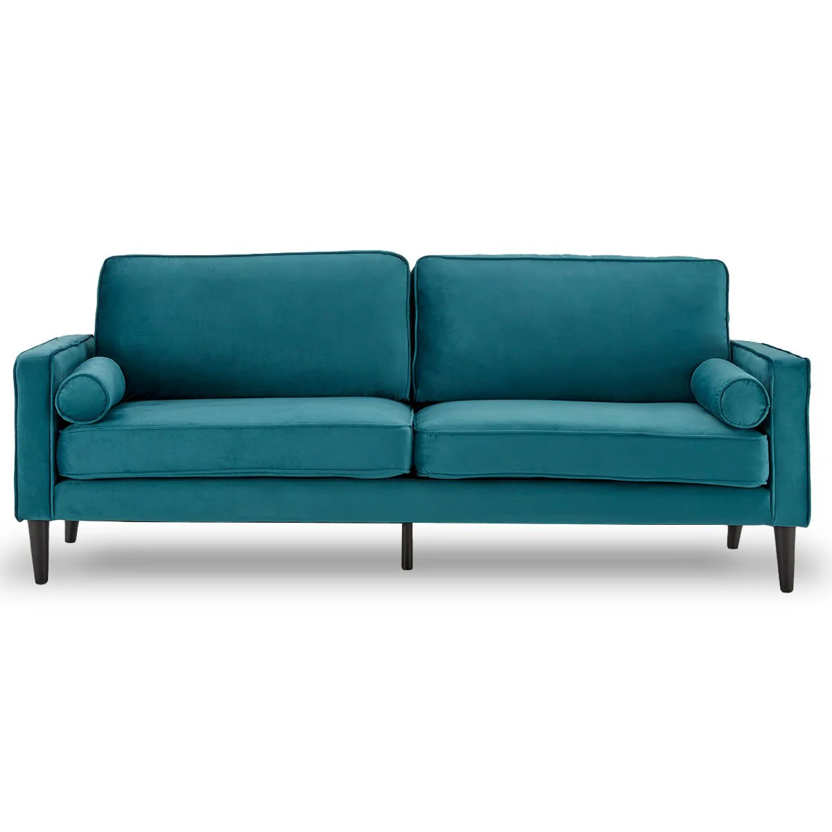 Melody 2-Seater Faux Velvet Suite Sofa Bed Lounge - Blue - Nurns