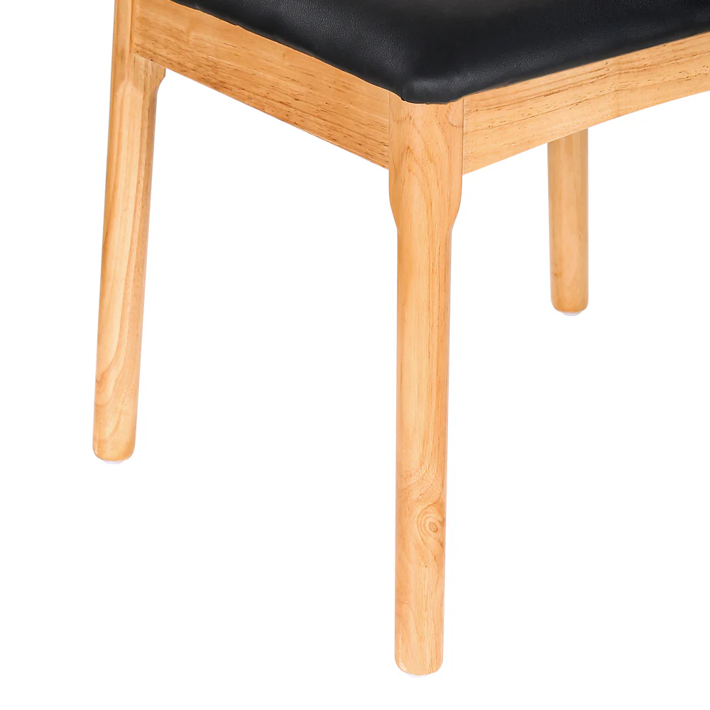 Esme Dining Chair Rubber Wood Leather Seat - Pine & Black - Nurns