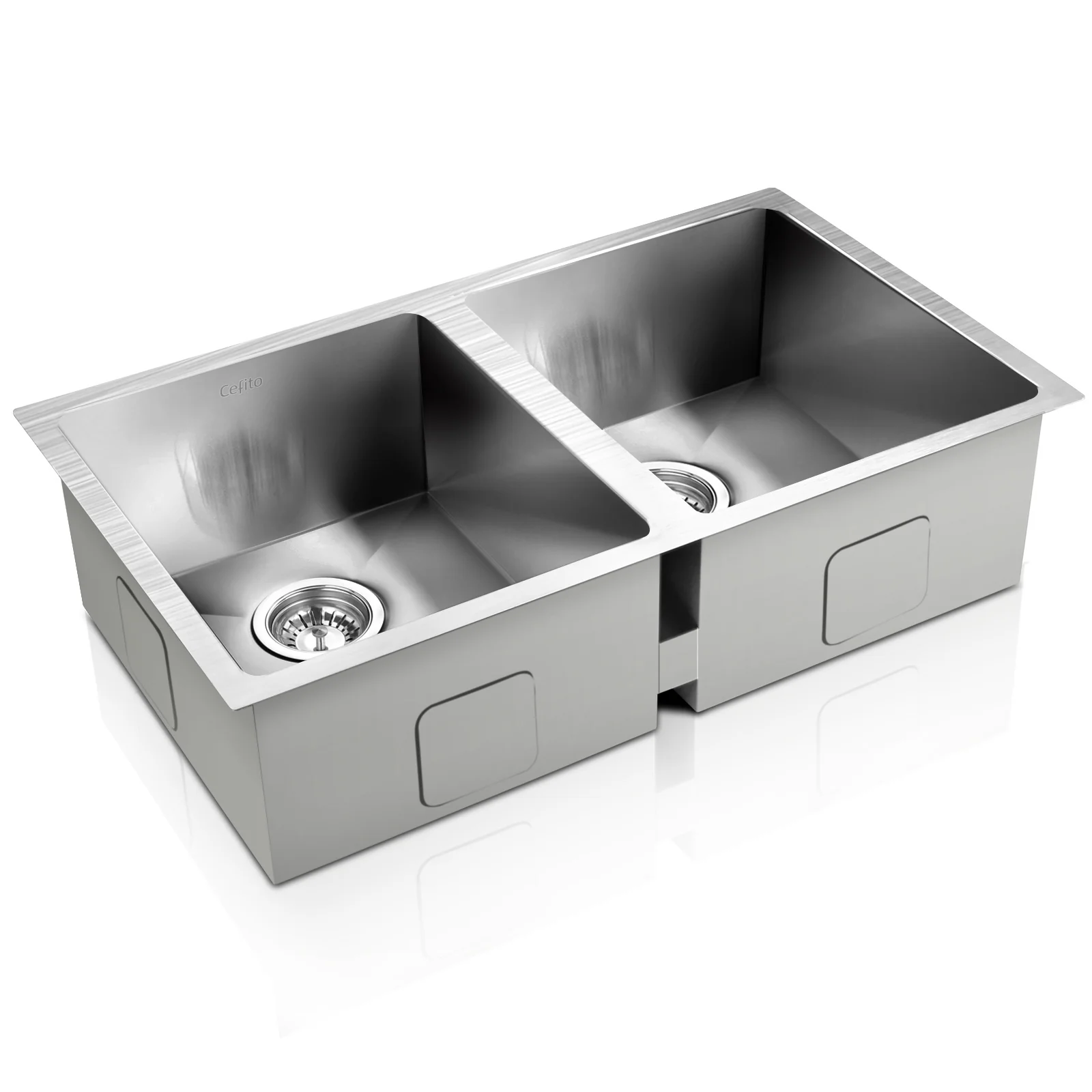 Cefito Kitchen Sink 77X45cm Stainless Steel Basin Double Bowl Silver - Nurns