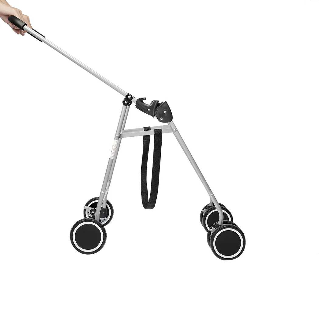 Pet Stroller Dog Cat Puppy Pram Travel Carrier 4 Wheels Pushchair Foldable Grey - Nurns