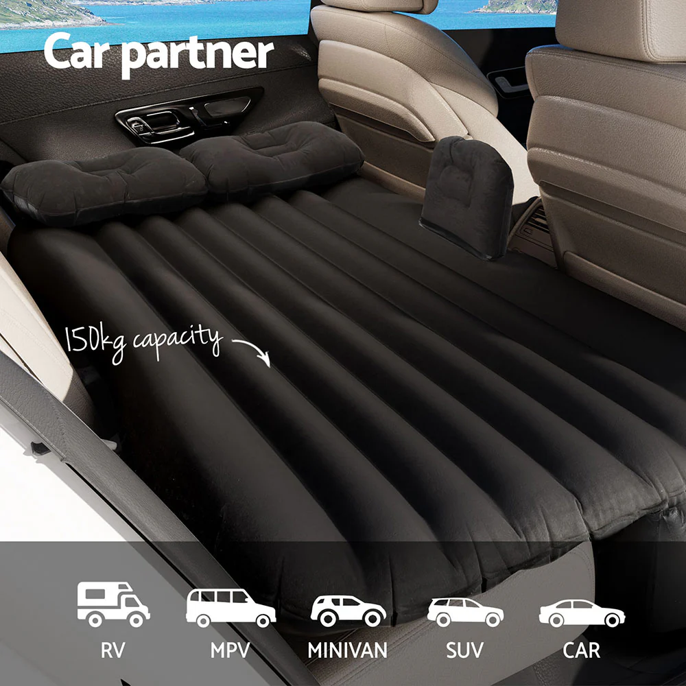 Car Mattress 134x78 Inflatable SUV Back Seat Camping Bed - Black - Nurns
