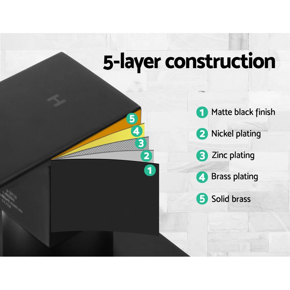 Shower Twins Tap Wall Bath Taps Brass Hot Cold Basin Bathroom Black - Nurns