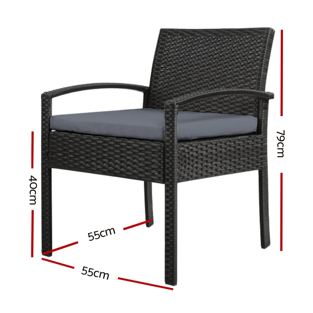 Mitchell Outdoor Dining Chairs Patio Furniture Rattan Lounge Chair Cushion - Black - Nurns