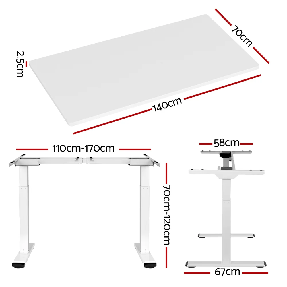 Artiss Standing Desk Motorised Dual Motor 140cm White - Nurns