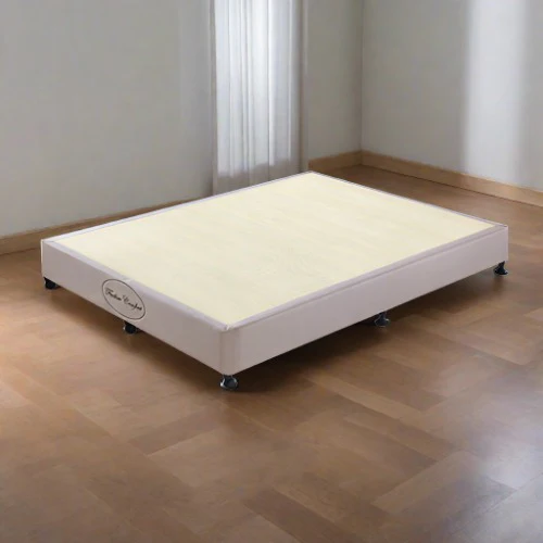 Tricia Ensemble Bed Base Solid Wooden Slat with Removable Cover - Beige Double - Nurns