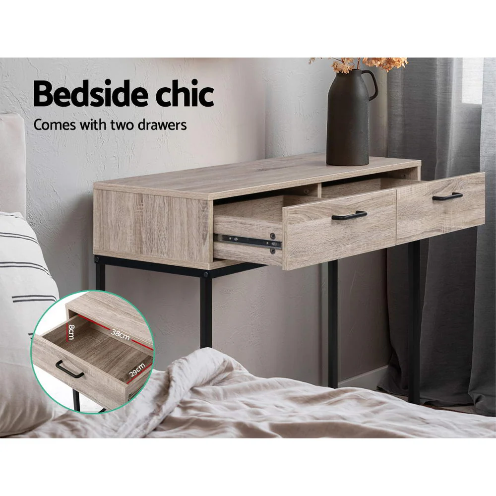 Hallway Console Table Hall Side Entry Display Desk Drawer Storage Oak - Nurns