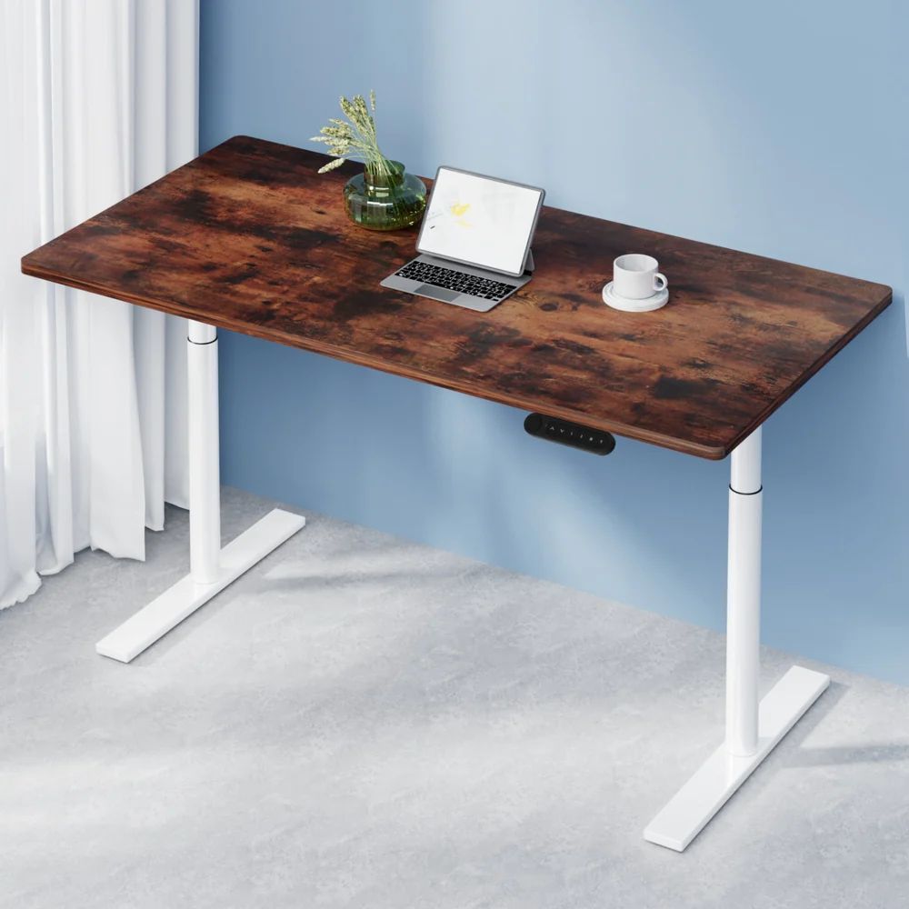 Artiss Standing Desk Motorised Electric Dual Motor 140cm Rustic Brown - Nurns