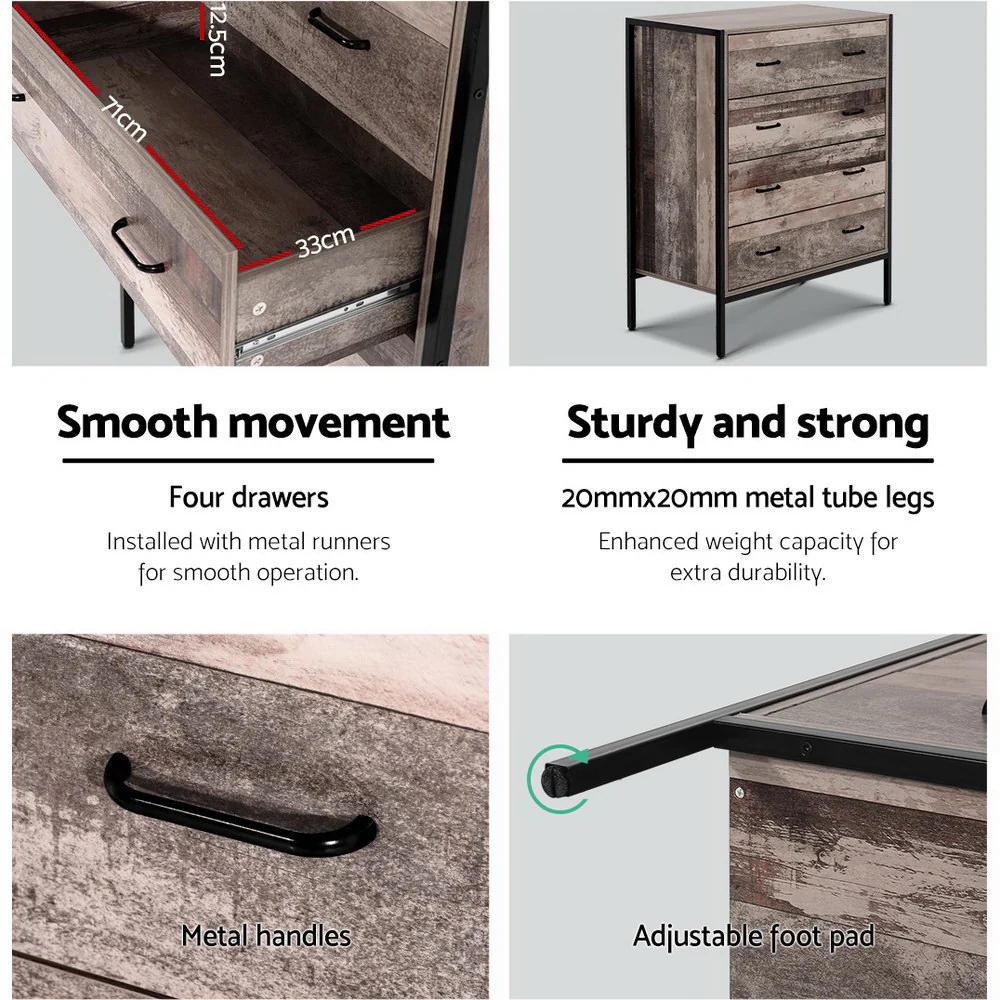 Artiss 4 Chest of Drawers - Nurns