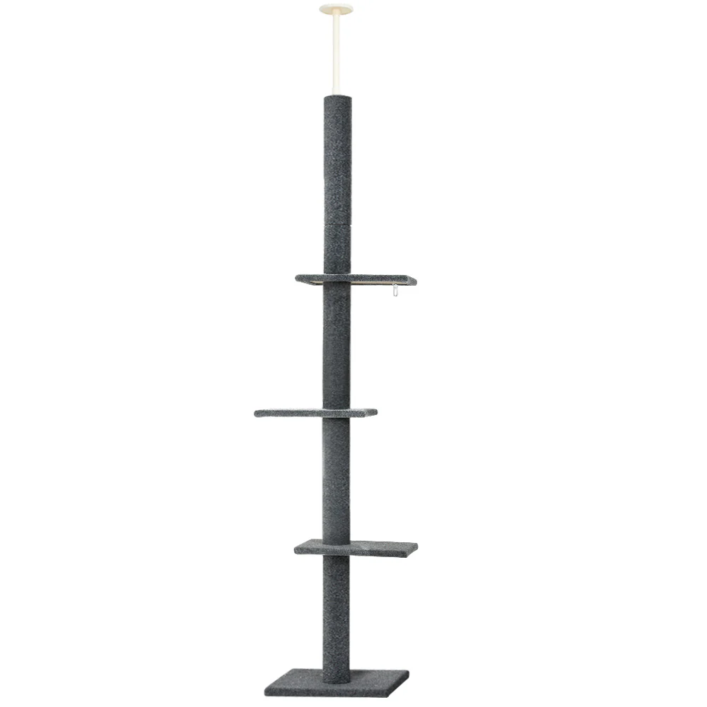 Cat Tree 290cm Tower Scratching Post Scratcher Floor to Ceiling Cats Bed - Grey - Nurns