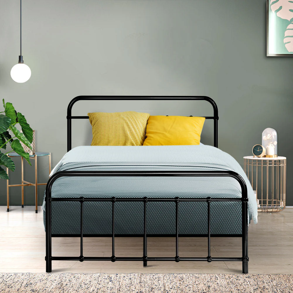 Jupiter Bed & Mattress Package with 22cm Mattress - Black King Single - Nurns