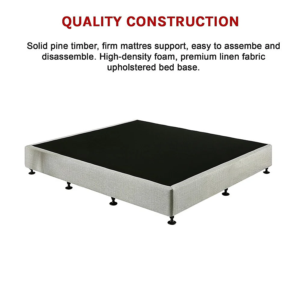 Aisha Ensemble Bed Base Linen Fabric - Light Grey King Single - Nurns