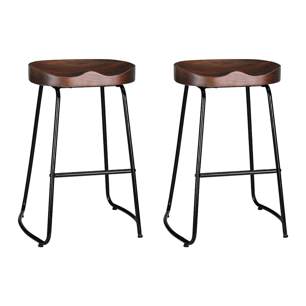 Set of 2 Reggio Tractor Seat Bar Stools - Black - Nurns