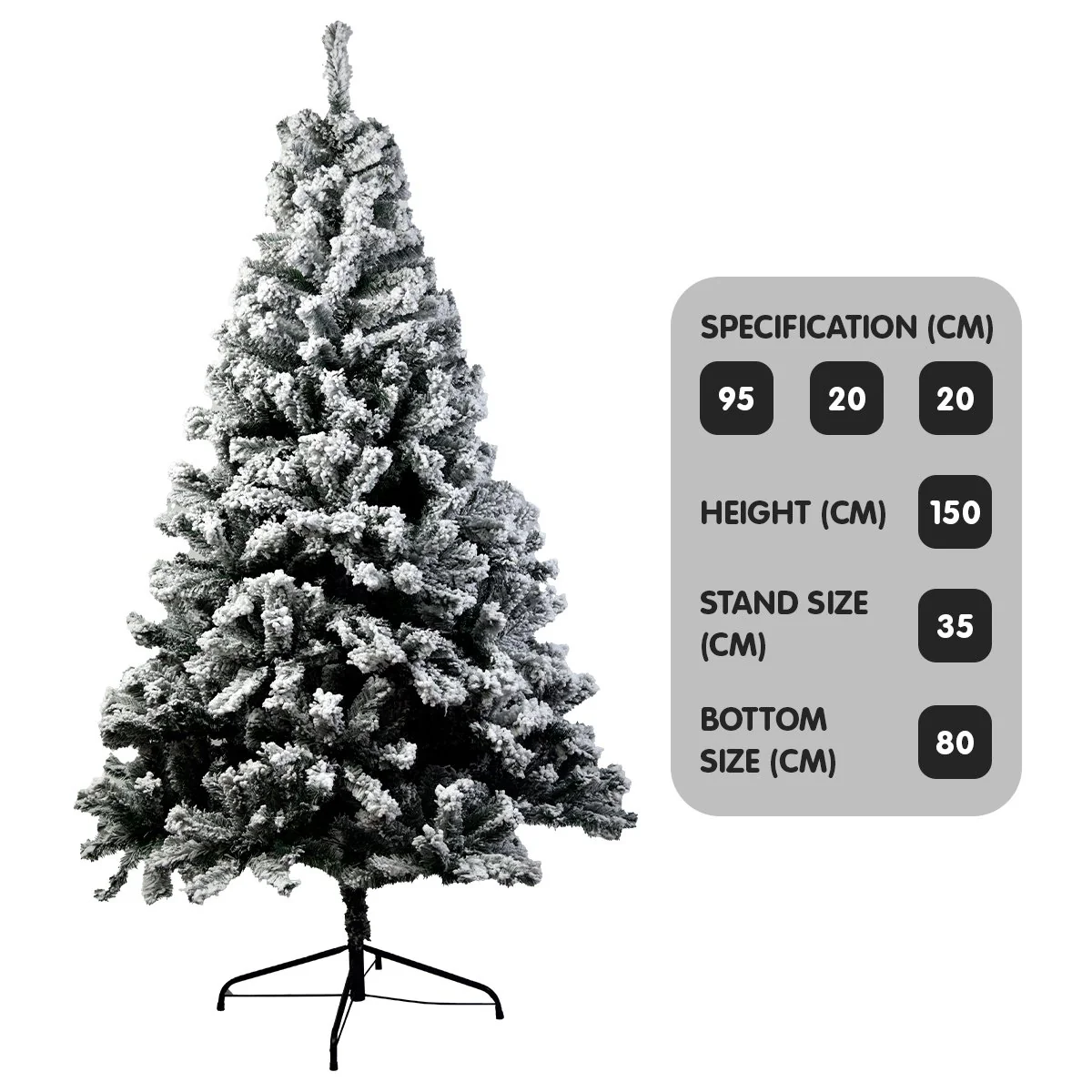 5ft 1.5m 550 Tips Snow-Tipped Artificial Christmas Tree - Nurns