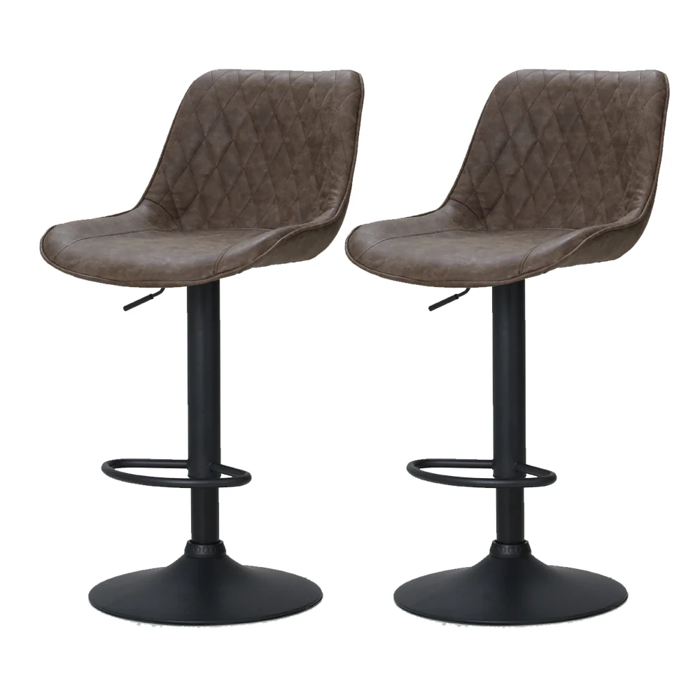 Set of 2 Barcelona Bar Stools Kitchen Stool Chairs Metal Barstool Dining Chair - Brown - Nurns