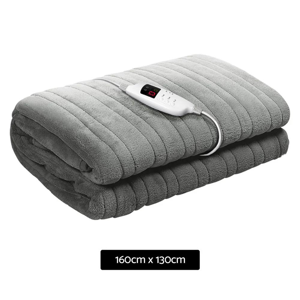 Watson Electric Throw Soft Blanket Heated Rug Fleece Snuggle Washable - Silver - Nurns