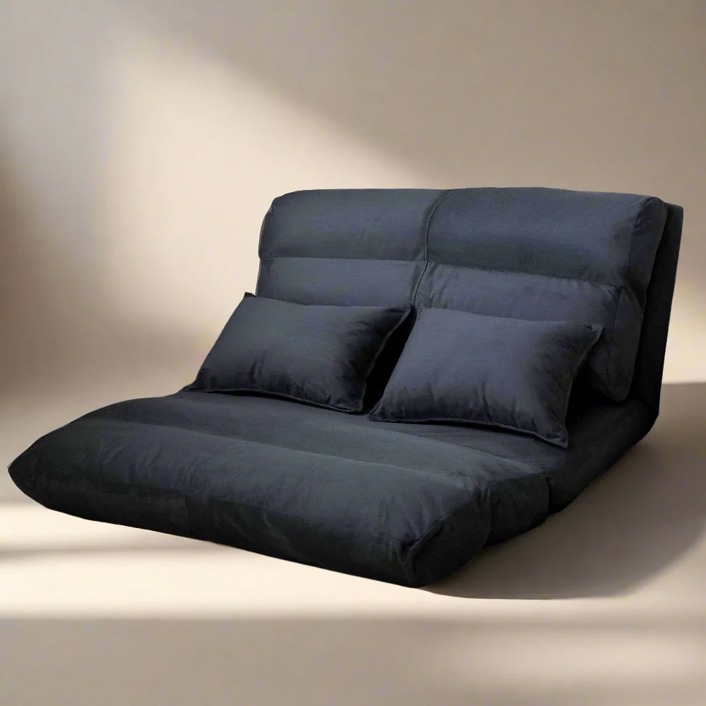 Mallery 2-Seater Chaise Adjustable Floor Sofa Bed Lounge - Charcoal - Nurns