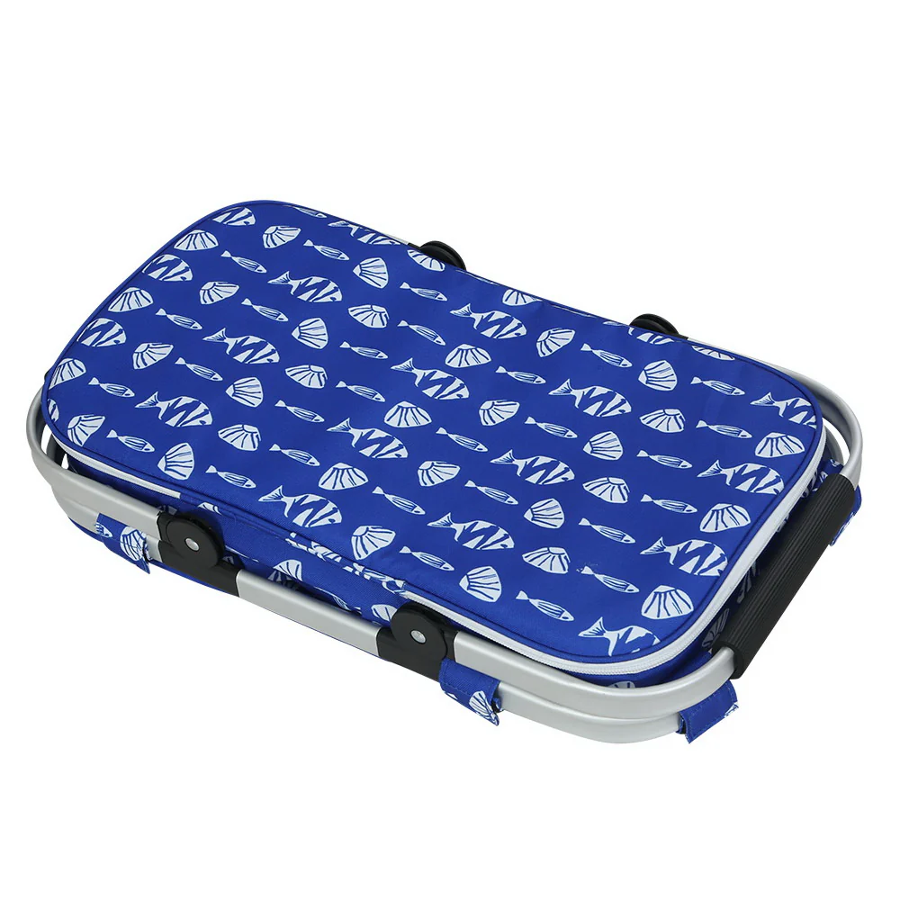 Large Folding Picnic Bag Basket Hamper Camping Hiking Insulated Lunch Cooler - Nurns